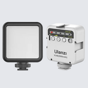 Ulanzi VL49 Mini LED Video Light with a soft light cover attached, showing the control panel and connectors.