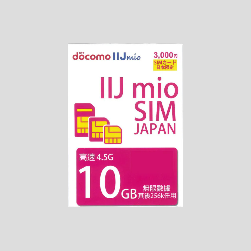 Docomo IIJ 日本 4.5G 5/7/8/10/15日 (10GB) 數據卡