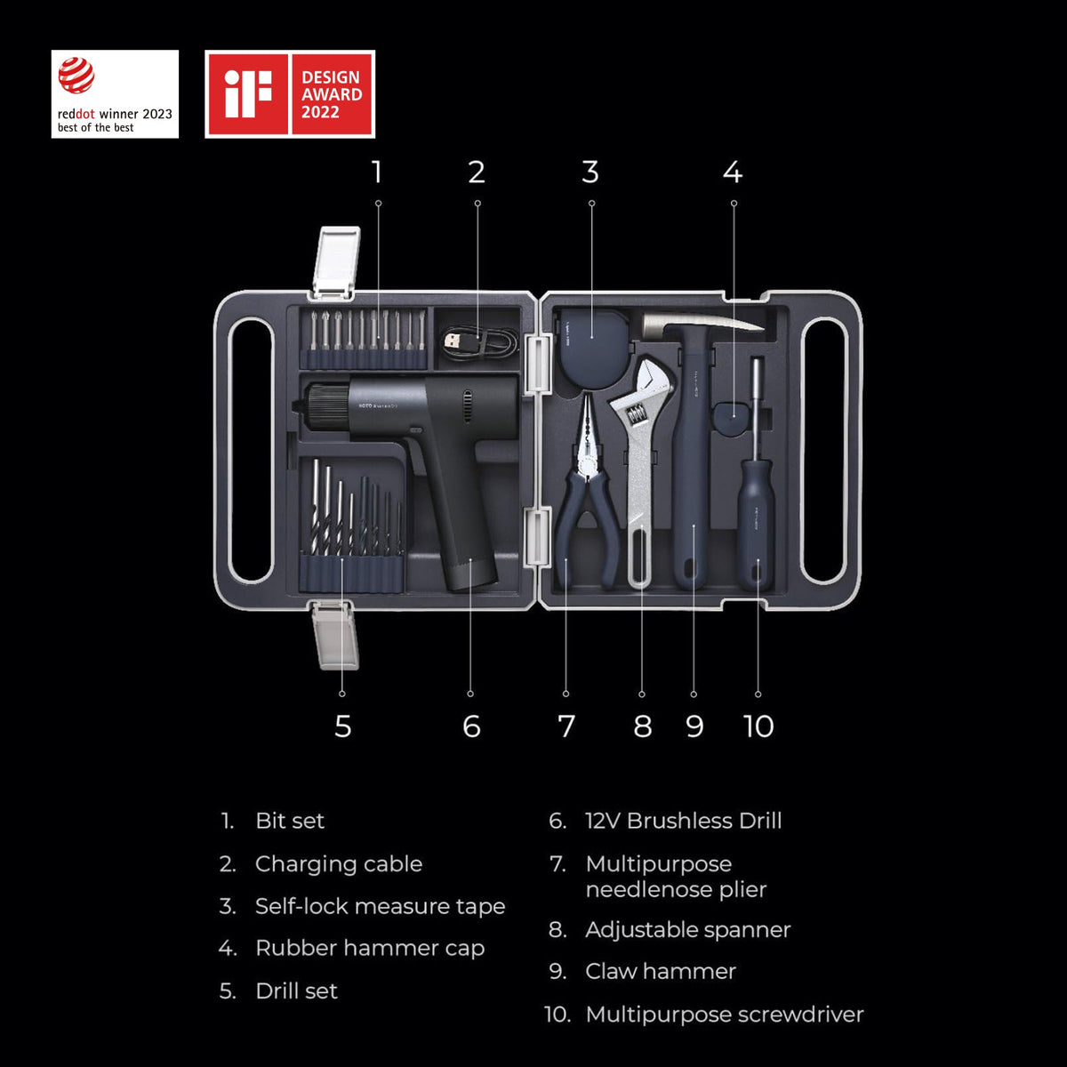 12V Brushless Drill Tool Set Hoto product image
