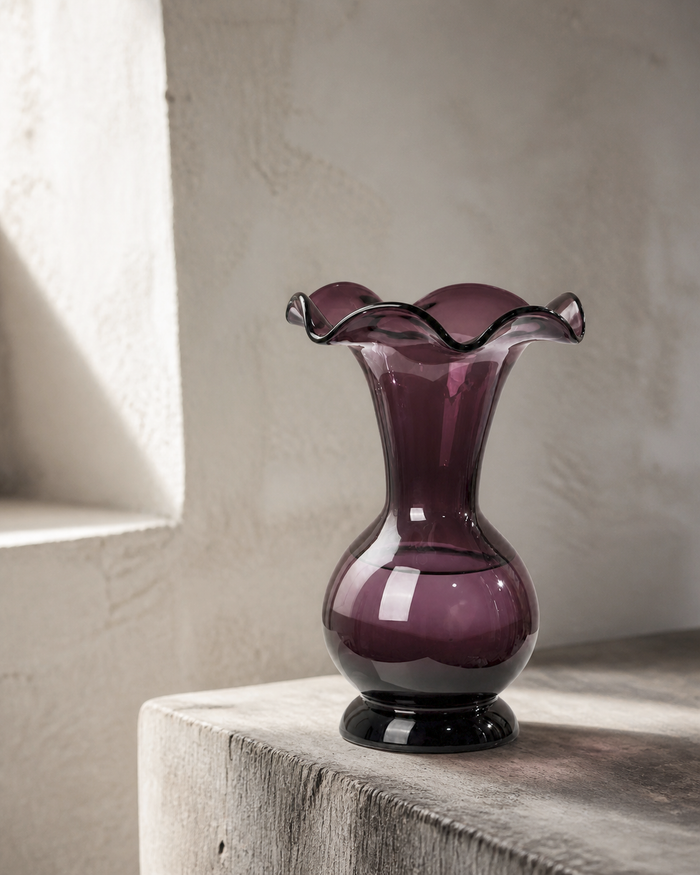 Plum Ruffled Vase wabi-sabi lifestyle image