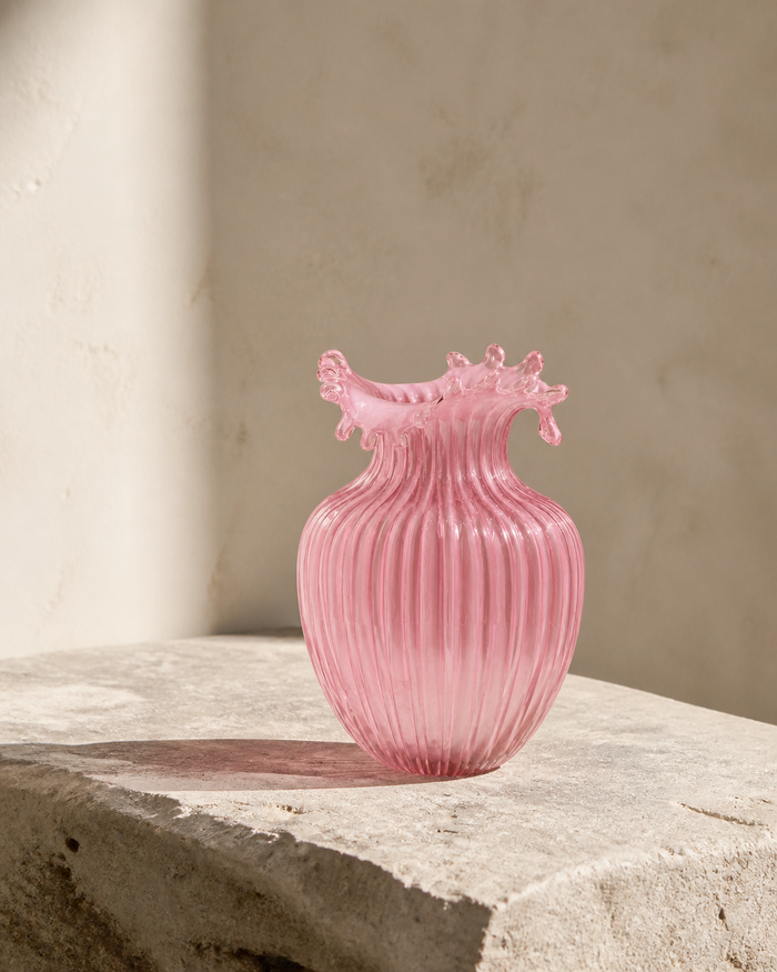 Ribbed Pink Crown Vase wabi-sabi lifestyle image