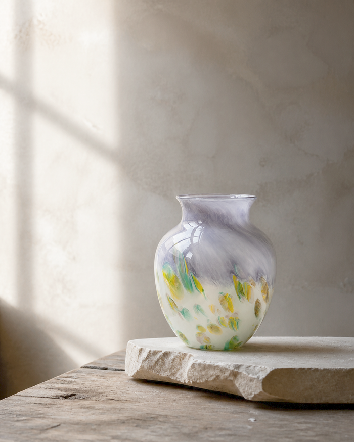 Gray Lavender Abstract Round Vase wabi-sabi lifestyle image