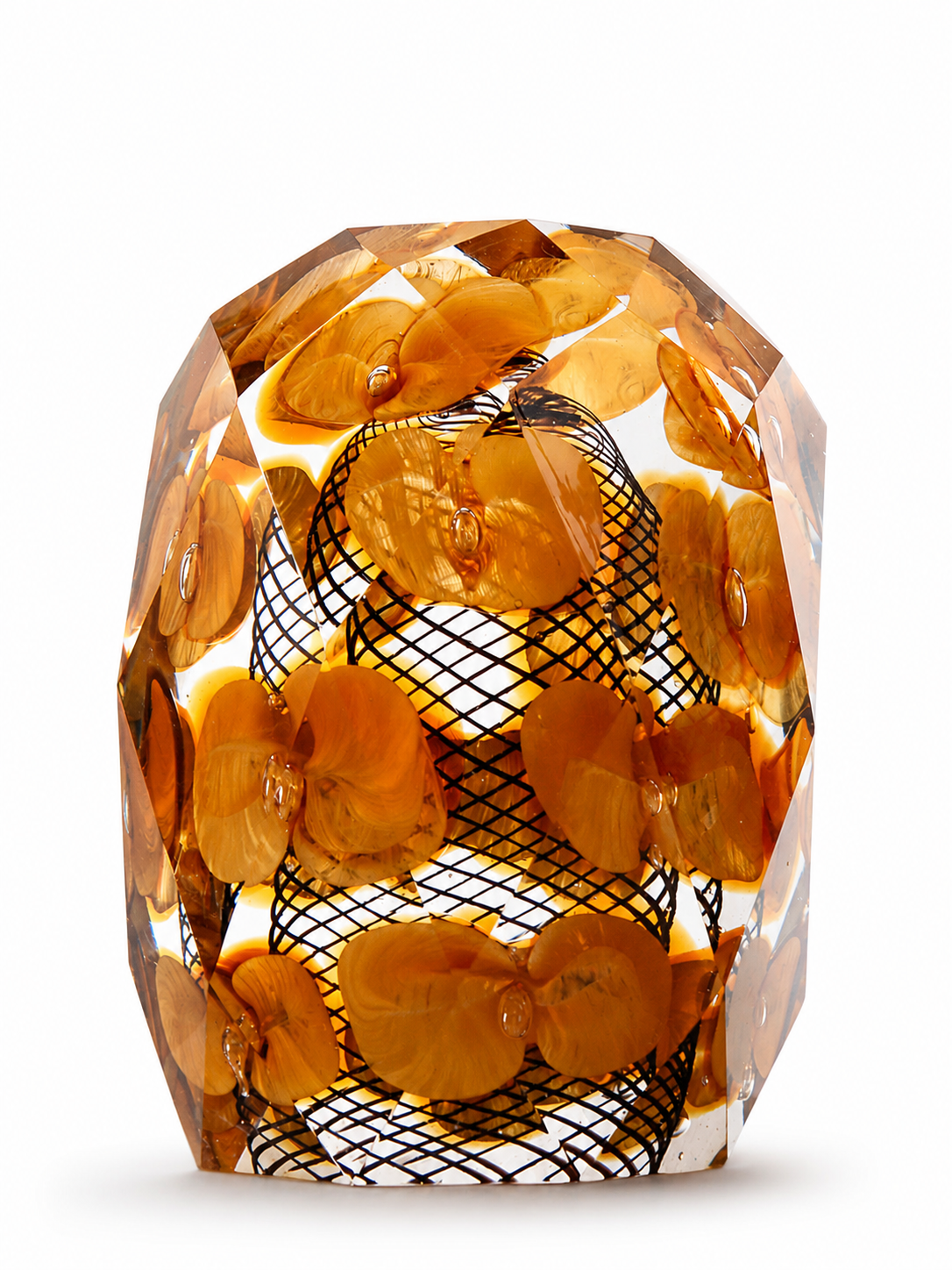 Brutaluxe Faceted Trumpet Flower Glass Object Tea Amber product image
