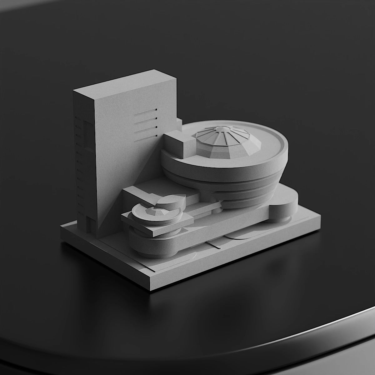 Guggenheim Museum Model: Handcrafted Cement Architecture Sculpture